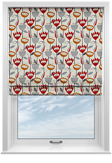 Flower Power, Scarlet - Roman Blind
